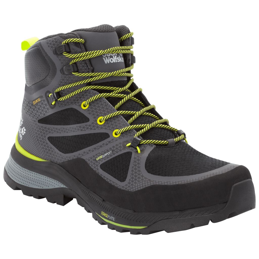 Jack Wolfskin FORCE STRIKER TEXAPORE MID ορειβατικα παπουτσια ανδρικα βαθυ γκρι/ανοιχτο πρασινο | GR